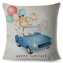 Load image into Gallery viewer, Nordic Style Pillow Cover Cute Cartoon Animal Drive Dinosaur Car Polyester Cotton Cushion Cover For Sofa Home Kids Room Throw Pillow Case Cover Dinosaur Cartoon Gray Soft Pillow Case For Decorative Bedroom Livingroom Sofa Farm House Cushion Covers