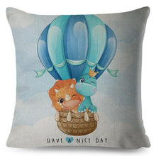 Load image into Gallery viewer, Nordic Style Pillow Cover Cute Cartoon Animal Drive Dinosaur Car Polyester Cotton Cushion Cover For Sofa Home Kids Room Throw Pillow Case Cover Dinosaur Cartoon Gray Soft Pillow Case For Decorative Bedroom Livingroom Sofa Farm House Cushion Covers