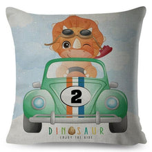 Load image into Gallery viewer, Nordic Style Pillow Cover Cute Cartoon Animal Drive Dinosaur Car Polyester Cotton Cushion Cover For Sofa Home Kids Room Throw Pillow Case Cover Dinosaur Cartoon Gray Soft Pillow Case For Decorative Bedroom Livingroom Sofa Farm House Cushion Covers