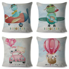 Load image into Gallery viewer, Nordic Style Pillow Cover Cute Cartoon Animal Drive Dinosaur Car Polyester Cotton Cushion Cover For Sofa Home Kids Room Throw Pillow Case Cover Dinosaur Cartoon Gray Soft Pillow Case For Decorative Bedroom Livingroom Sofa Farm House Cushion Covers