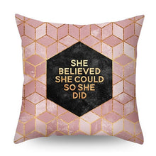 Load image into Gallery viewer, Nordic Style Pillow Covers Plant Letter Flower Geometric Sofa Cushion cover Headrest Pink Party Decorations Gift For Kids Geometric Decorative Throw Pillow Covers Square Cotton Cushion Covers Outdoor Sofa Home Pillow Covers