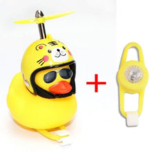 Load image into Gallery viewer, Normal Airscrew Helmet Standing Duck Broken Wind Small Yellow Duck Bike Motor Riding Cycling Lights Bicycle Accessories Rubber Yellow Duck Toy Bike Ornaments Yellow Duck With Proper Helmet Cool Decorations