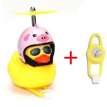 Load image into Gallery viewer, Normal Airscrew Helmet Standing Duck Broken Wind Small Yellow Duck Bike Motor Riding Cycling Lights Bicycle Accessories Rubber Yellow Duck Toy Bike Ornaments Yellow Duck With Proper Helmet Cool Decorations