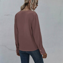 Load image into Gallery viewer, Notched Neck Pleated Decoration Blouse