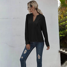 Load image into Gallery viewer, Notched Neck Pleated Decoration Blouse