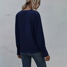 Load image into Gallery viewer, Notched Neck Pleated Decoration Blouse