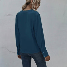 Load image into Gallery viewer, Notched Neck Pleated Decoration Blouse