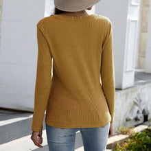 Load image into Gallery viewer, Notched Waffle Knit Solid Tee