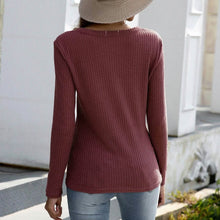Load image into Gallery viewer, Notched Waffle Knit Solid Tee