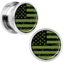 Load image into Gallery viewer, Green American Flag Steel Screw Fit Plug Set 5mm to 20mm