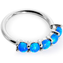 Load image into Gallery viewer, 18G Blue Synthetic Opal 14k White Gold Seamless Circular Ring