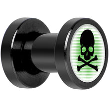 Load image into Gallery viewer, Green Black Skull Black Anodized Screw Fit Plug Set 4G