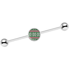 Load image into Gallery viewer, 14G Green Red Christmas Sweater Industrial Barbell 37mm