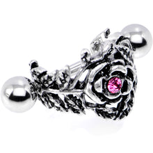 Load image into Gallery viewer, 16G 1/2 Pink Gem Floral Wreath Cuff Cartilage Earring