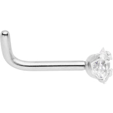 Load image into Gallery viewer, 18G 1/4 Clear Square 2.5mm CZ Gem Steel L-Shape Nose Ring