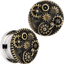 Load image into Gallery viewer, Steampunk Gears and Gizmos Screw Fit Tunnel Plug Set 2G to 1 Inch