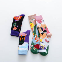 Load image into Gallery viewer, Occident Fashion Colorful Print Socks Women with Mushroom Spring Woman Socks Breathable Cotton Socks For Women