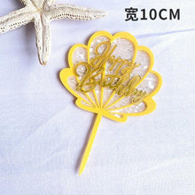 Load image into Gallery viewer, Ocean Acrylic Cake Toppers Topper Happy Birthday Cake Picks DIY Cake Insert Topper Cup Cake Toothpick Party Wedding Birthday Cake Decoration Decorating Card Birthday Shell Cake Topper DIY Wedding Party Gift Cupcake Insert Card