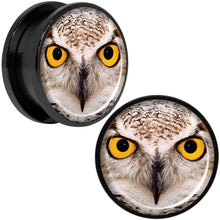 Load image into Gallery viewer, Full Color Owl Black Anodized Screw Fit Plug Set 20mm
