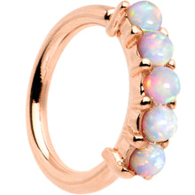 Load image into Gallery viewer, 16G White Synthetic Opal Rose Gold IP Annealed Circular Ring