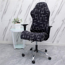 Load image into Gallery viewer, Office Computer Gaming Chair Covers Stretch Spandex Armchair Gamer Seat Cover Printed Household Racing Desk Rotating Slipcovers Soft Fit Universal Desk Rotating Chair Slipcovers, Removable Washable Anti-Dust Spandex Chair Protector Cover With Zipper