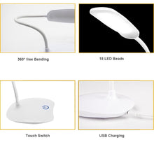 Load image into Gallery viewer, Office Desk LED Table Lamp USB Rechargeable Battery Bright Lamp Eye Care Mini Flex Room Desk Children's Lamp Bedroom Nightstand Decorative Table Lamp Cute Study Lamps for Bedroom Décor