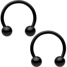 Load image into Gallery viewer, 16G 3/8 Rainbow Black Gold Tone PVD Pack Set of 8 Horseshoe Barbells