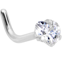 Load image into Gallery viewer, 18G 1/4 Clear Heart 3mm CZ Gem Steel L-Shape Nose Ring