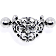 Load image into Gallery viewer, 16G 1/2 Clear Gem Filigree Floral Cuff Cartilage Earring