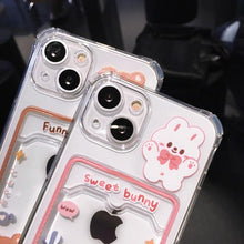 Load image into Gallery viewer, Orange Cute Cartoon Bear Rabbit Clear Phone Case For iPhone 14 Pro Max 13 12 11 X XR XS 7 8 Plus Card Holder Wallet Shockproof Cover Cartoon Soft iPhone Case