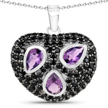 Load image into Gallery viewer, 3.19 Carat Genuine Amethyst and Black Spinel .925 Sterling Silver Pendant