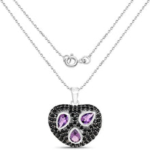 Load image into Gallery viewer, 3.19 Carat Genuine Amethyst and Black Spinel .925 Sterling Silver Pendant