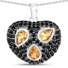 Load image into Gallery viewer, 3.19 Carat Genuine Citrine and Black Spinel .925 Sterling Silver Pendant