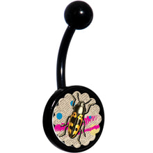Load image into Gallery viewer, Newsprint Beetle Bug Black Belly Ring