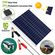 Load image into Gallery viewer, Outdoor Solar Panel 12V 25W Car Battery Charger