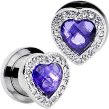 Load image into Gallery viewer, Clear Purple Gem Hug Your Heart Screw Fit Plug Set 6mm to 22mm