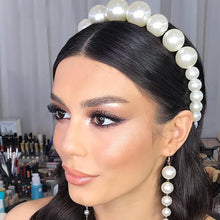 Load image into Gallery viewer, Oversize Large Ivory white Pearl Headband Full Pearl Women Hair Band Crown Trendy Bridal Headwear Gorgeous Hair Accessories For Women