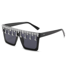 Load image into Gallery viewer, Oversize Square Crystal Sunglasses, Flat Top Oversized Sunglasses In Different Shades New Sun Wear Crystal Diamond Luxury Style Shades