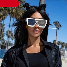 Load image into Gallery viewer, Oversized Square Shape Sunglasses For Women & Men New Luxury Design Sun Glasses For Female New Fashionable Large Frame Silver Mirror Eyewear