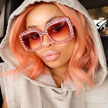 Load image into Gallery viewer, Oversized Sunglasses Square Diamond Sunglasses Women Retro Sunglasses Luxury & Diamond Square Shape Sunglasses For Women Branded Attractive Any Size Crystal Sun Glasses For Ladies Gradient Classic Mirror & Decent Shades