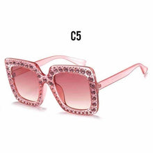 Load image into Gallery viewer, Oversized Sunglasses Square Diamond Sunglasses Women Retro Sunglasses Luxury & Diamond Square Shape Sunglasses For Women Branded Attractive Any Size Crystal Sun Glasses For Ladies Gradient Classic Mirror & Decent Shades