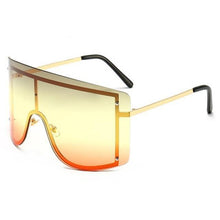 Load image into Gallery viewer, Oversized Women Blue & Yellow Gradient Sunglasses Fashionable Rimless In Metal For Female New Shades Personality Eyewear