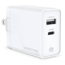 Load image into Gallery viewer, Overtime Dual Port USB A and USB C 38W Fast Charging Power Adapter
