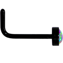 Load image into Gallery viewer, Purple 3mm Synthetic Opal Inlay Black Anodized L-Shape Nose Ring