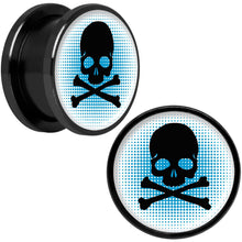 Load image into Gallery viewer, Blue Black Skull Black Anodized Screw Fit Plug Set 5/8
