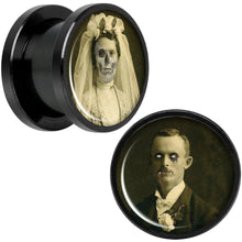Load image into Gallery viewer, Undead Bride and Groom Halloween Black Anodized Plug Set 1/2