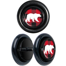 Load image into Gallery viewer, Red Black Plaid Polar Bear Black Cheater Plug Set