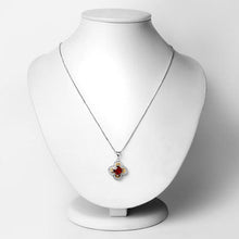 Load image into Gallery viewer, 1.63 Carat Genuine Hessonite and White Diamond 18K Yellow Gold with .925 Sterling Silver Pendant