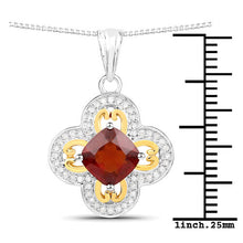 Load image into Gallery viewer, 1.63 Carat Genuine Hessonite and White Diamond 18K Yellow Gold with .925 Sterling Silver Pendant