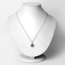 Load image into Gallery viewer, 1.87 Carat Genuine Amethyst and White Diamond 14K Yellow Gold with .925 Sterling Silver Pendant